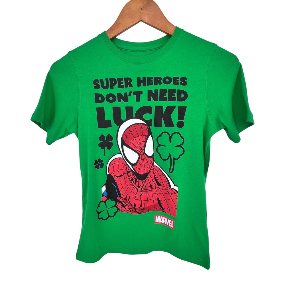 Marvel Spider-Man T-Shirt Kids Medium 8 Green St Patricks Day Lucky Graphic Tee